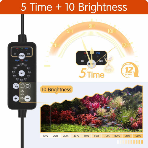 hygger Submersible Aquarium LED Light,Full Spectrum 24/7 Mode Fish Tan 1