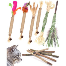ERKOON Cat Toy, 12 pcs Kitten Chew Stick Catnip Sticks for Cat, Cat Dental Feather Kittens Teeth Toys Natural Matatabi Dental Care, Increase Appetite