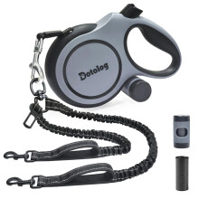 2-in-1 Retractable Dog Leash - Dotolog 26ft Extendable Lead with Bungee Leads for 2 Dogs, Elastic Leash with Dog Safety Harness Buckle