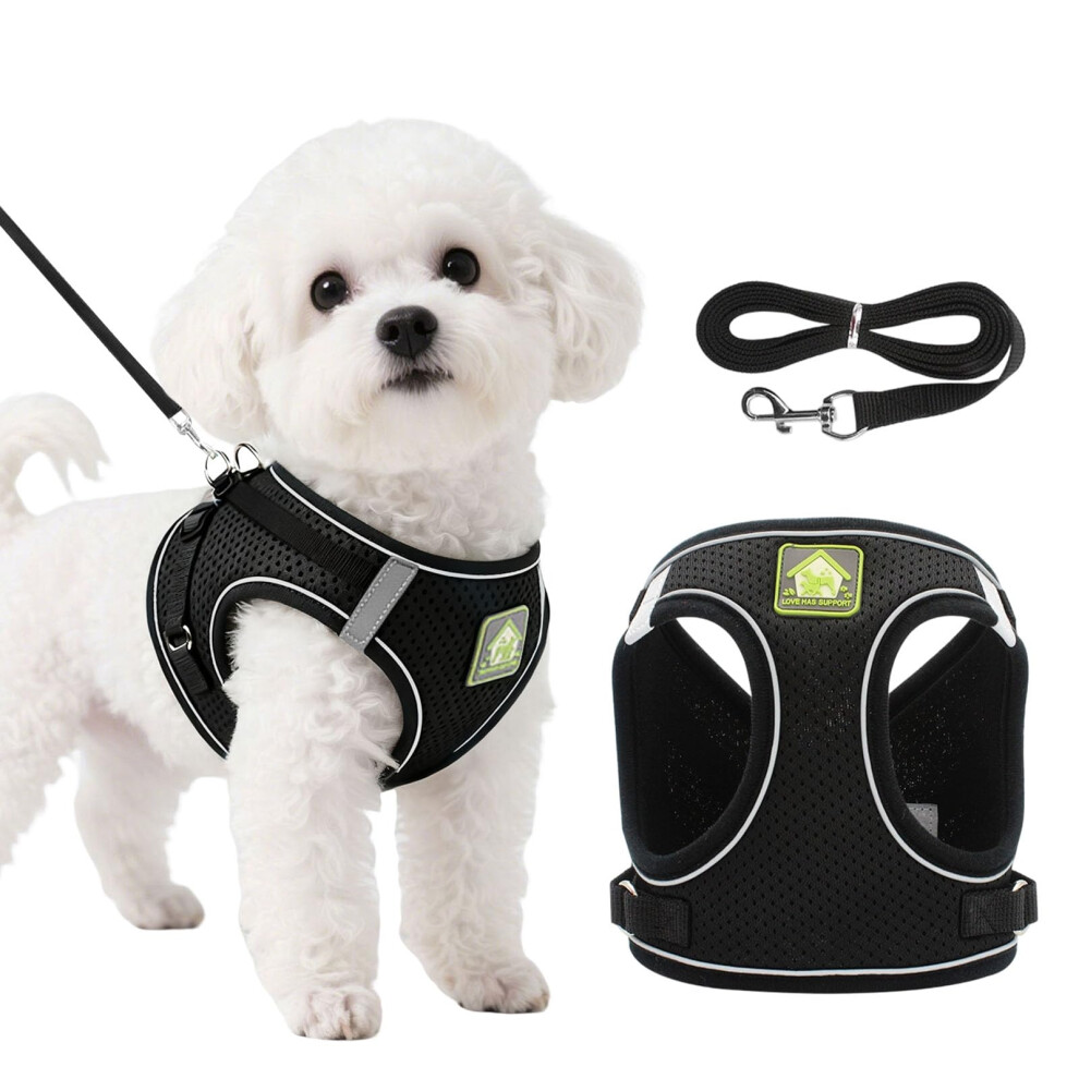 Doineufl Puppy Harness, Dog Harness And Leash Set, Soft Mesh Reflective Breathable Lightweight Vest-Style Dog Harness With Safety Buckle For