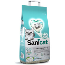 Sanicat - White - Cotton Fresh ultra clumping cat litter | Made of nat