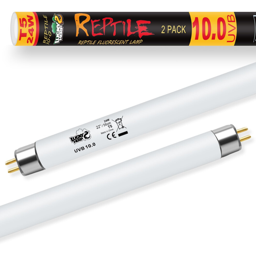 Lucky Herp 2 Pack T5 Uvb 10.0 Reptile 15W, Uva Uvb Fluorescent L Light