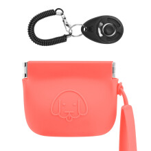WALLFID Silicone Dog Treat Pouch Small Bag,Auto Closure,with Pet Training Clicke