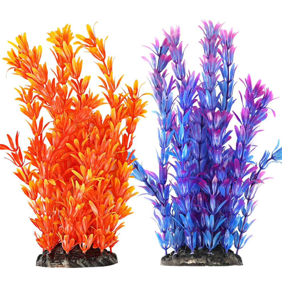 Vivifying Aquarium Artificial Plants, 2 Pcs 9.8Inch Tall Plastic Plant