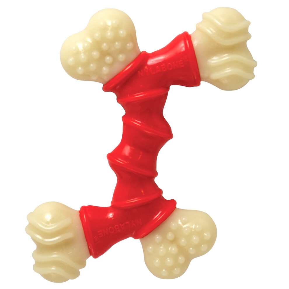 Nylabone Extreme Tough Dog Chew Toy, Double Bend Bone, Cleans Teeth, Bacon Flavour, Extra Small, For Dogs Over 7 Kg