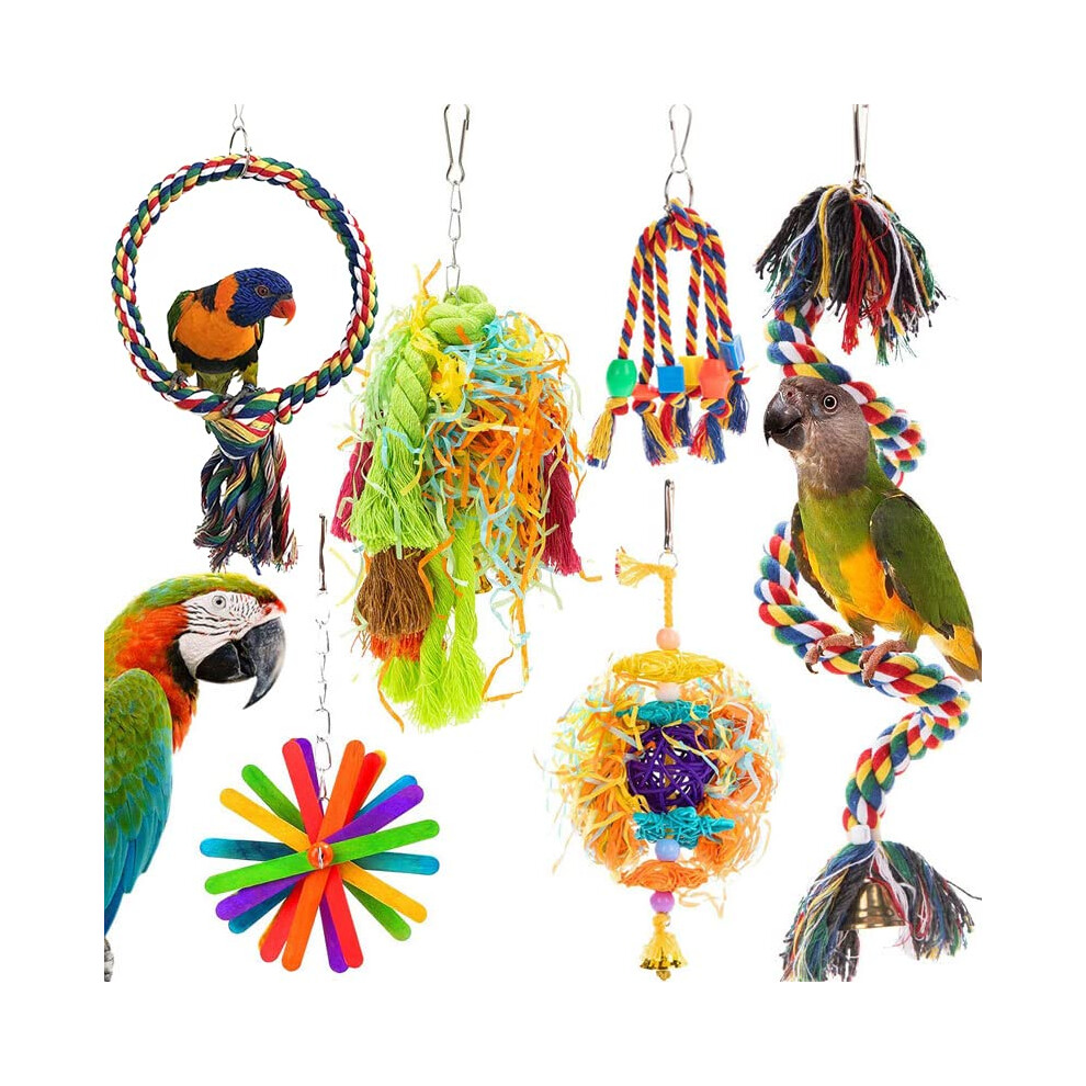 Mymulike 6 Packs Bird Toys, Parrot Foraging Shredder Toys For Small Pa