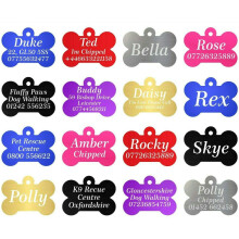 Quality Engraved Personalised Engraved Bone Shaped Dog Tag, Pet ID Tags for Collar (Red)
