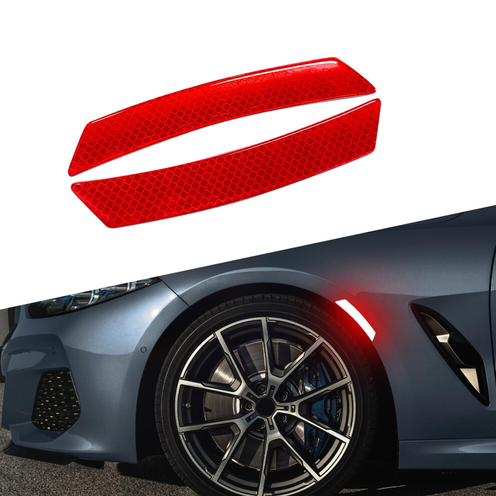 2Pcs Car Reflective Stickers Side Marker Reflectors For Night Driving Safety And Anticollision Red 9113335760554