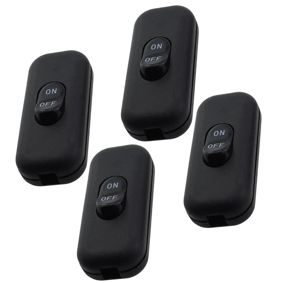 4Pcs Black Inline Lamp Switch And Rocker Light Switch For Bedside Desk Lamps, Fire Retardant 9092120443158