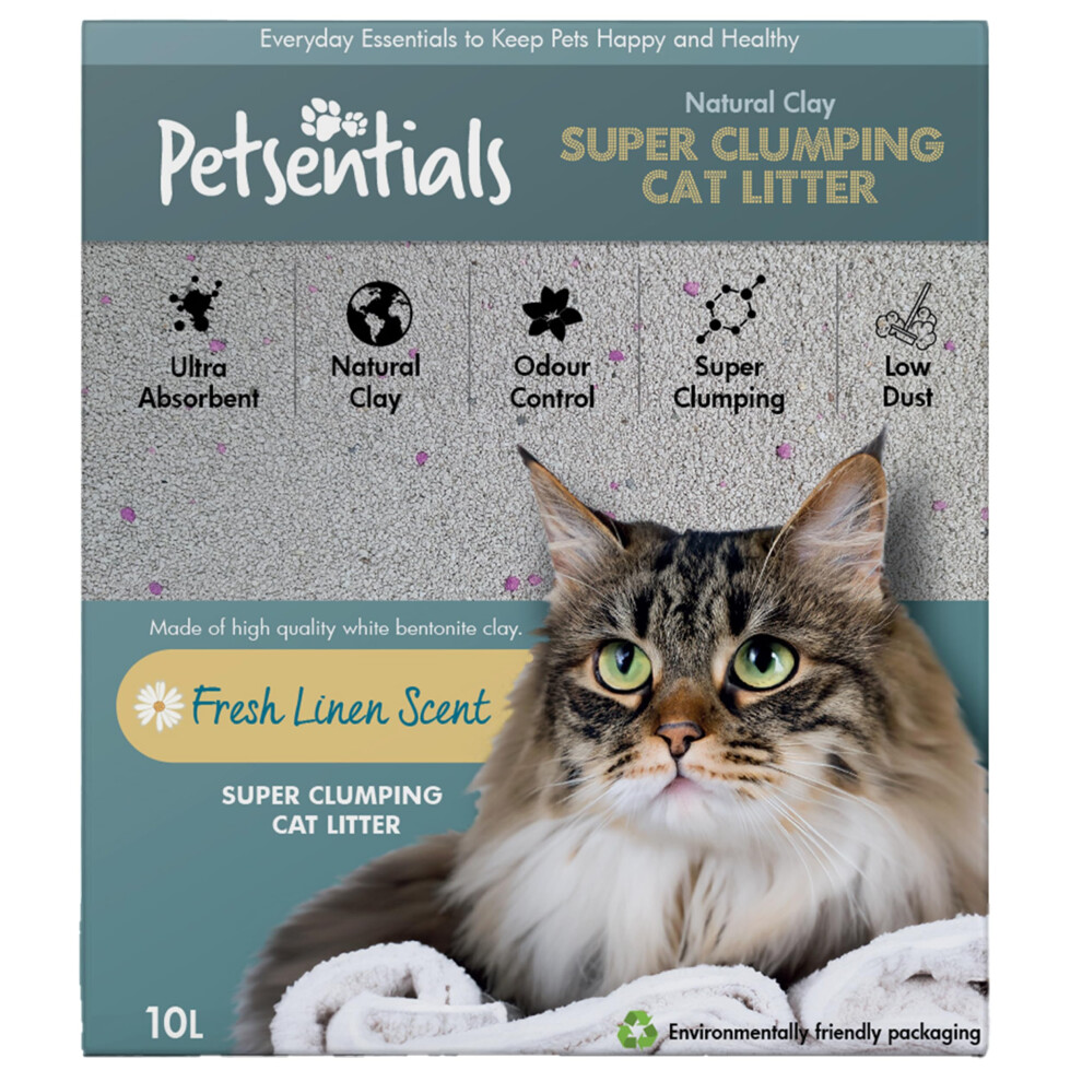 Petsentials Natural Clumping Cat Litter - 10L Box | Bentonite Cat Litt