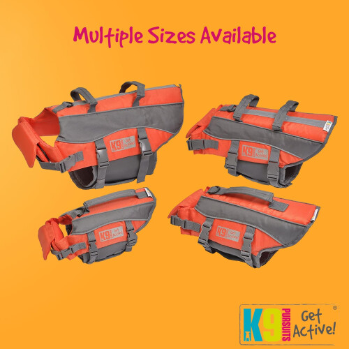 K9 Pursuits High Visibility Easy Grab Float Coat Life Jacket, Large c,Orange 2