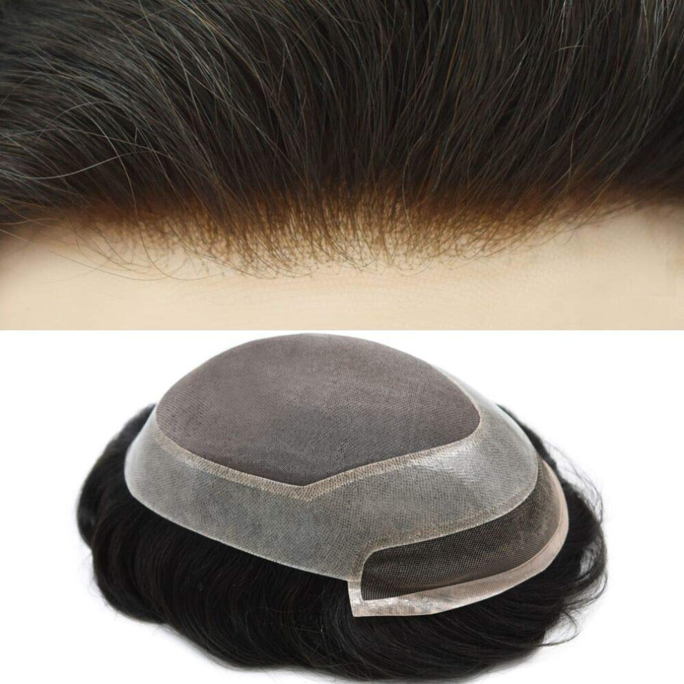 Unisex Brown Men's Toupee Human Hair Hairpiece 8X10 Mono Lace Front Medium Undetectable Hairline