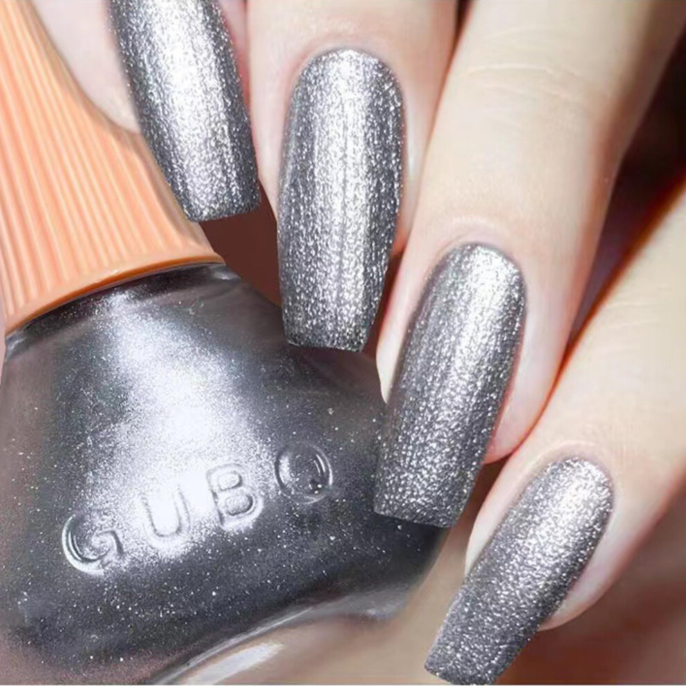 Quick Dry Silver Glitter Nail Polish Holographic Long Lasting Glossy Lacquer for Salon or Home