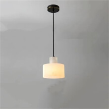 Natural Marble LED Pendant Light Italian Minimalist Design Bedside Hanging Lamp 16.5x16.5cm Warm Light