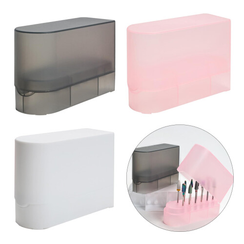 Nail Drill Bit Holder 12 Hole Light Grey Organizer Case for Salons Protects Bits from Damage 1