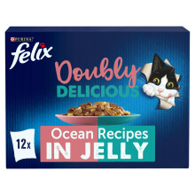 FELIX Doubly Delicious Ocean Recipes in Jelly Wet Cat Food 12x85g (Pack of 4)