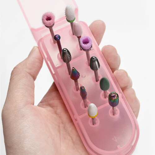 Nail Drill Bit Holder 12 Hole Light Grey Organizer Case for Salons Protects Bits from Damage 2