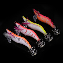 4Pcs Luminous Plastic Shrimp Bait Jig Lures for Squid & Fish, 8cm