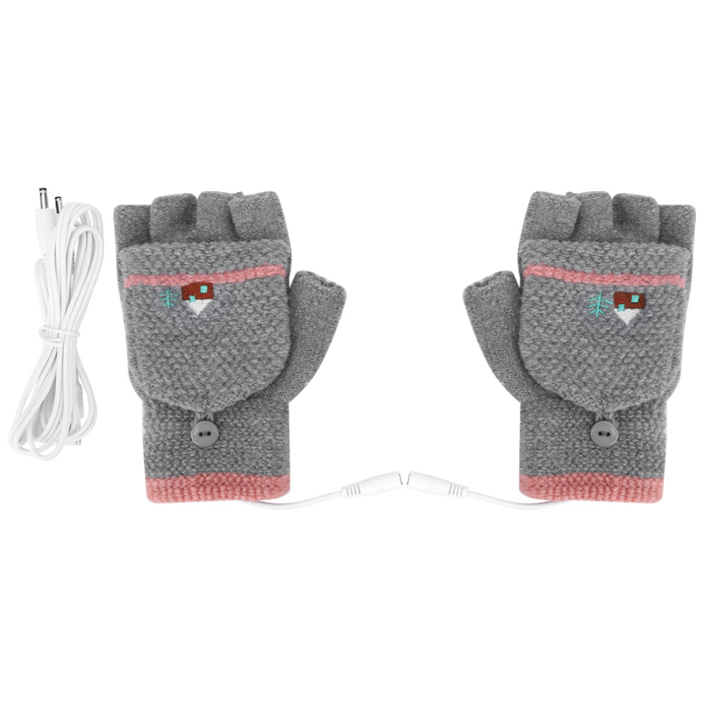 Thermal Heated Gloves With Half Finger Flap, Double-Sided Electric Warmth System Powered By USB, Soft Knitted Winter Gloves For Typing Skiing And