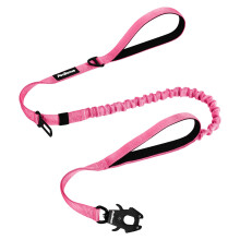 PetBonus Heavy Duty Tactical Dog Lead, 150 cm Bungee Shock Absorption Lead with 2 Padded Handles, Quick Release Metal Clip, Car Seatbelt, No Pull Tra