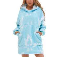 Soft Fluffy Hoodie Blanket Oversized Sherpa Fleece Hooded Sweatshirt Warm Cozy Big Front Pocket Long Sleeve Convenient Wearable Blanket for All