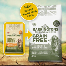 Harringtons Complete Grain Free Hypoallergenic Chicken & Sweet Potato Dry Dog Food 18kg - Made with All Natural Ingredients