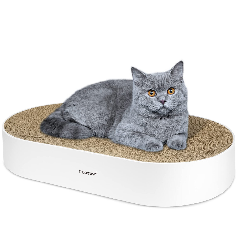 Furjoy Cat Scratcher, 63X 35 X 10Cm Oval Corrugated Cardboard Scratch
