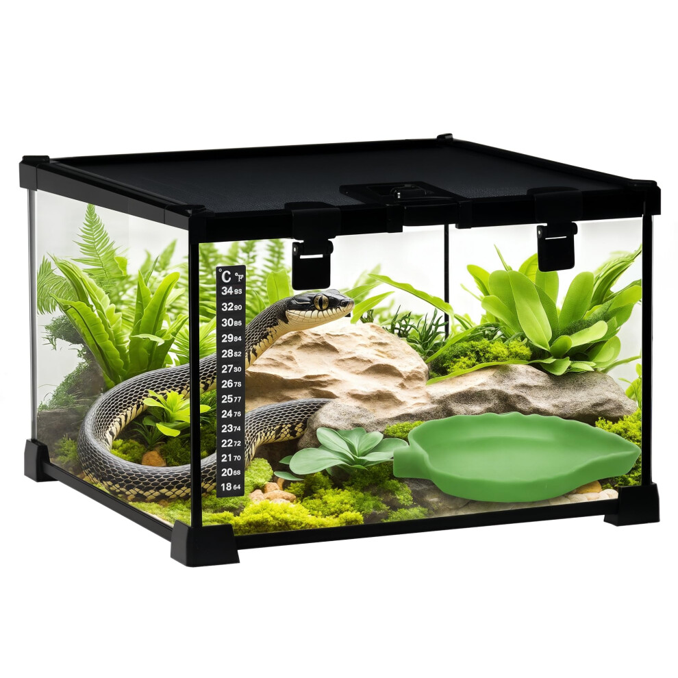 Pawhut Glass Reptile Terrarium Insect Breeding Tank Vivarium Habitats