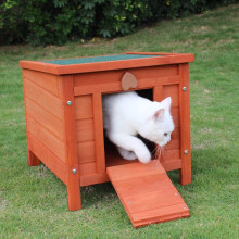 BUNNY BUSINESS Rabbit/Guinea Pig/Cat Wooden Hide House Run Hide - 50 x 42 x 43cm (RED)