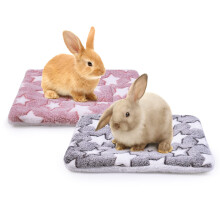 MICOOYO 2Pcs Small Animal Bed Mat, Fluffy Fleece Rabbit Bed, Pet Pad Mat for Rabbit Guinea Pig Squirrel Hamster(Star, 19.3"*12.6")