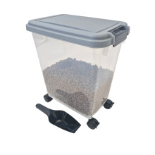HH Home Hut 20L Clear Pet Food Container on Wheels Dog Cat Animal Storage Bin 10KG Dry Feed Including Air Tight Seal and Food Scoop
