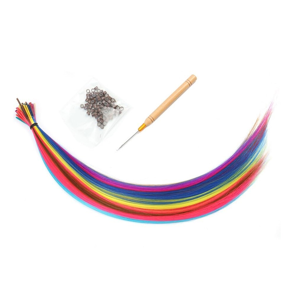 Unisex Rainbow Hair Extensions With Colored Keratin Fusion Strands For Instant Bold Highlights
