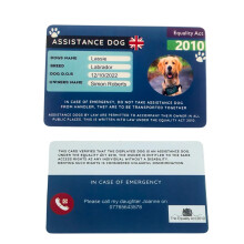 UK Assistance Dog ID Card, Dual-Sided, Equality Act 2010 Compliant, Em