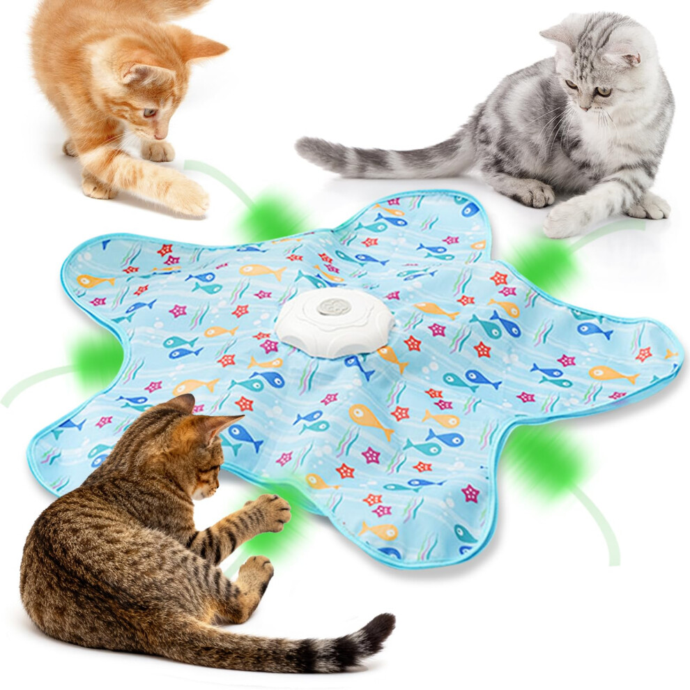 Dollgift Interactive Cat Toys For Indoor Cats Adult Kitten, Automatic Hide And Seek Cat Toy With Moving Feather And Mouse Squeaky For Indoor