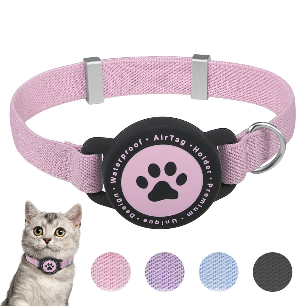 Jiarui Airtag Cat Collar, Stretchy Kitten Collar With Apple Air Tag Holder, Lightweight And Comfortable, Ultra Elastic Gps Cat Collars For Cats Kit
