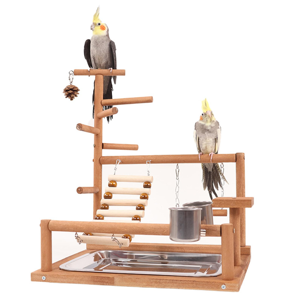 Honicemar Bird Play Stand - Wooden Parrot Stand Bird Playground Budgie