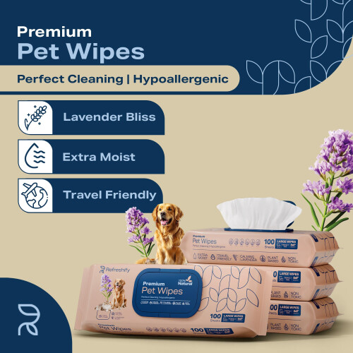 REFRESHIFY Dog Wipes for Paws and Butt - Plant Based Lavendar Scented 1