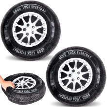 2 Pcs Car Tire Pillow Set, 15.7in 3D Simulation Wheel Cushion, Soft Plush Decor for Boys Room