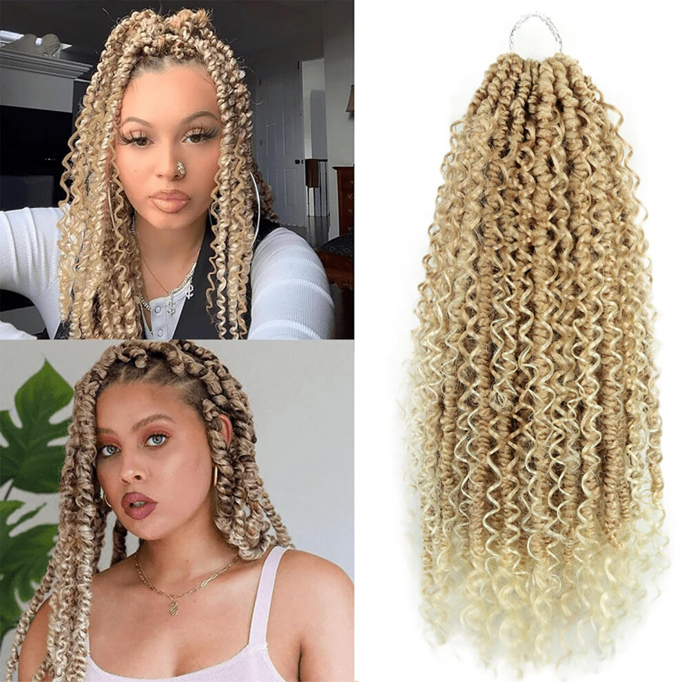 Unisex Passion Twist Crochet Hair 20 Inch Extensions, Prelooped Bohemian Braids 6 Packs P27/613
