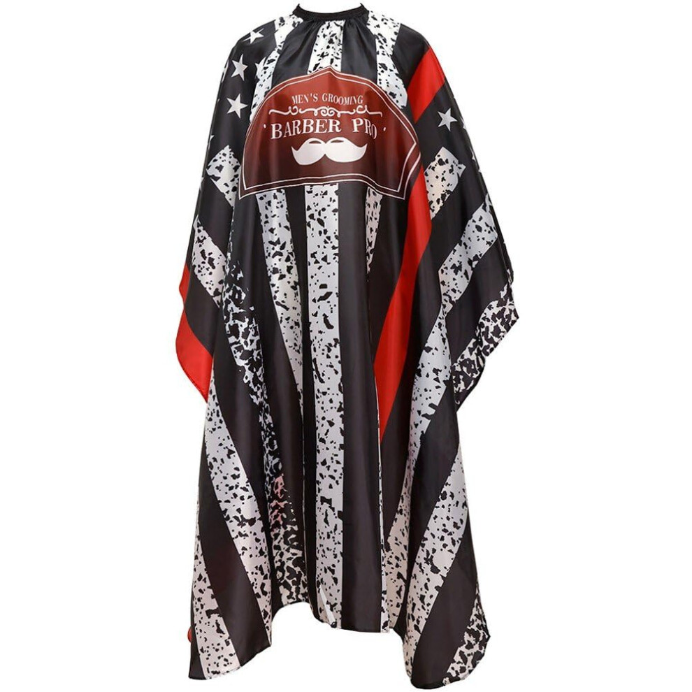 Black/White Haircut Cape With Adjustable Neck Buckle, Full Body Coverage And Striped Barber Cape For Adults And Kids