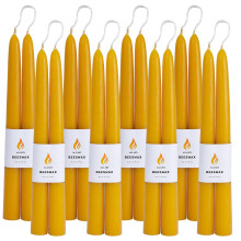 16PCS 9 Inch Beeswax Taper Candles, Handmade Dripless Smokeless, 9 Hour Burn Time