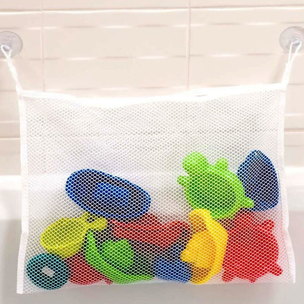 Bath Toy Organizer Mesh Quick Dry Large Capacity Storage Bag with Suction Cups Hooks 35cm 45cm