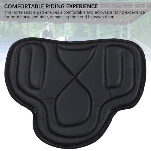 PU Leather Western Saddle Pad, Shock Absorbing, Breathable, Black 2