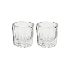 2pcs Octagonal Glass Nail Acrylic Liquid Cups Durable Crystal Dish for Nail Art and Polish Removal