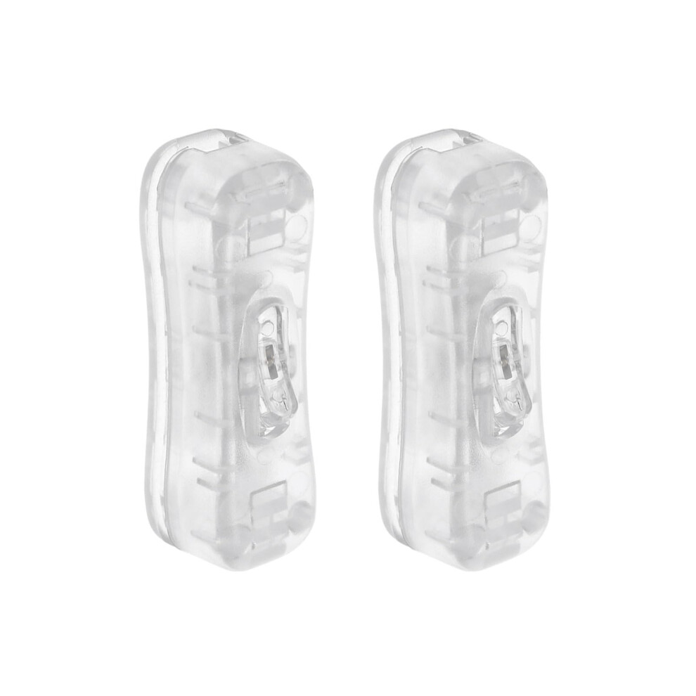 Inline Cord Switch Ac 250V 2A Rocker For Lamp And Desk Lighting, Durable Compact Clear, 2 Pcs 9070919021107
