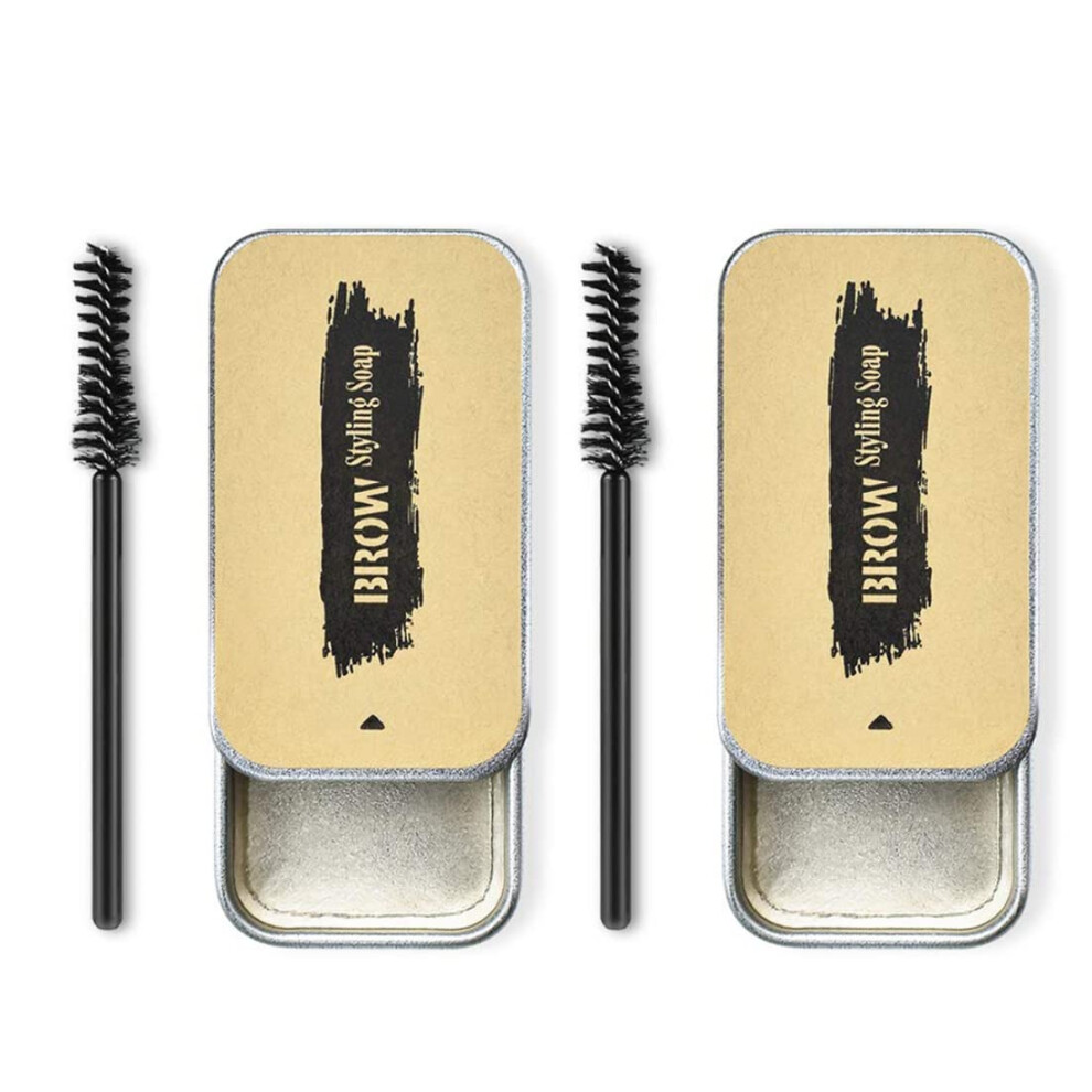 Eyebrow Soap and Brow Styling Wax Kit Waterproof LongLasting Hold Natural Shape with Brush 2PCS
