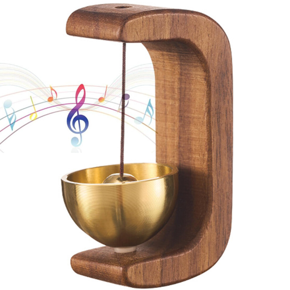 Magnetic Door Chime With Brass Bell Walnut Wood C Shape For Entrance And Home Use 9455672947039