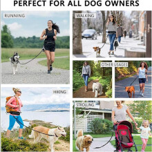 Dog Hands Free Leash with Zipper Pouch, Reflective Running Belt, Adjustable 65-115cm