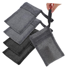 Soap Saver Bag Set, Exfoliating Soap Pouch for Shower, Nylon Hanging Holder, Gray and Black, 4pcs