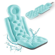 Full Body Bath Pillow for Tub with Ergonomic Neck and Back Support, Quick Drying NonSlip Blue